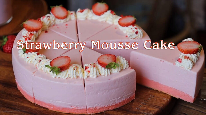 【Food】First time on Bilibili. Making of Strawberry Mousse