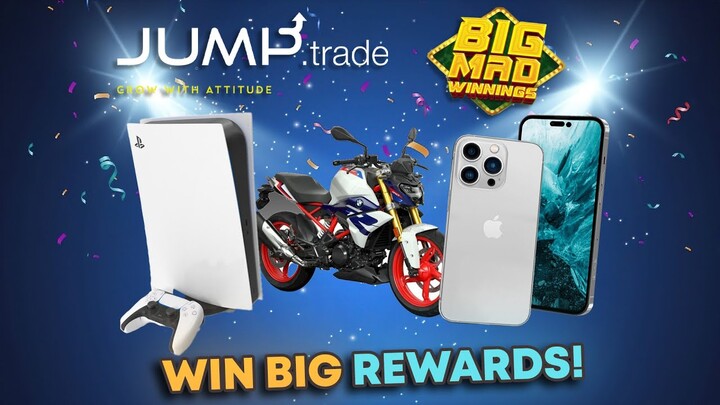 Jump trade BIG MAD WINNINGS Contest | Win BWM Bike, iPhone 14, Play Station 5, and many more...