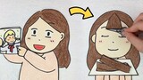 [Stop-motion animation] My best friend’s most trusted teacher, Tony, helps my best friend cut her ba