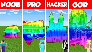 Minecraft Battle: NOOB vs PRO vs HACKER vs GOD: RAINBOW SPECTRITE HOUSE BUILD CHALLENGE / Animation