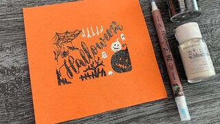 Kartun Halloween (pena timbul, embossing powder)