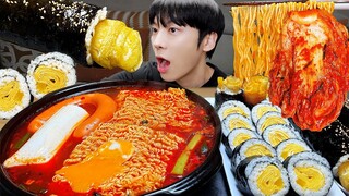 AMSR MUKBANG | 직접 만든 순두부 열라면 먹방 & 레시피 계란, 스팸, 김치 | FIRE NOODLES EATING