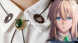 [ Violet Evergarden ] The most restored Violet brooch "Major's Eye" handmade emerald brooch necklace dual-use / winding process / Valentine's Day gift