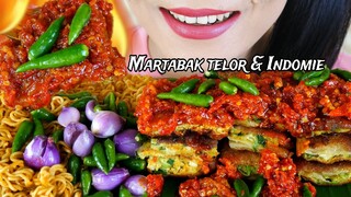 MARTABAK TELOR SIRAM SAMBEL, INDOMIE GORENG CABE RAWIT DAN BAWANG MERAH JAHAT | EATING SOUNDS