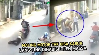 Pria ini Rela Diseret Motor Demi Gagalkan Simaling ! Alhasil Maling Motor Babak Belur Dihantam Massa