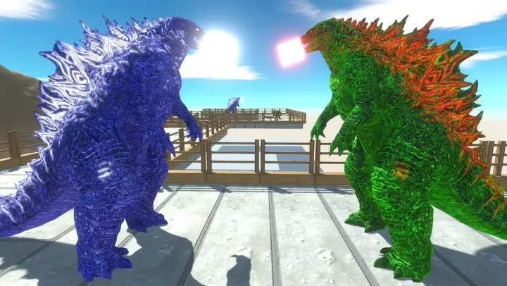 GODZILLA GREEN vs GODZILLA BLUE DEATH RUN ATTACK - Animal Revolt Battle Simulator