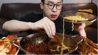 MUKBANG lẩu mì tương đen và mì cay #amthuc #monngon