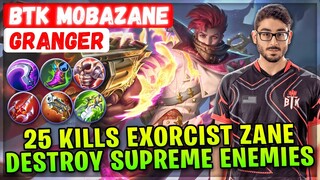 25 Kills Exorcist Zane Destroy Supreme Enemies [ BTK MobaZane Granger ] Mobile Legends Emblem Build