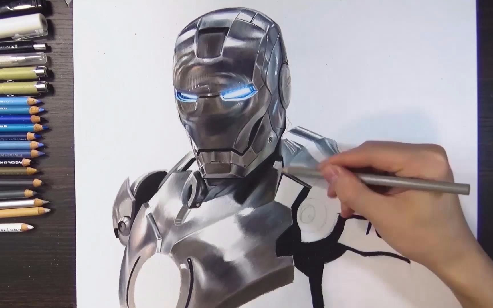 How to draw IRONMAN hyper realistic sketch time lapse tutorial/ AVENGERS  ENGDAME - YouTube