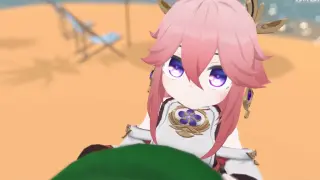 [MMD]Yae Miko pats a watermelon to perform <Never Gonna Give You Up>