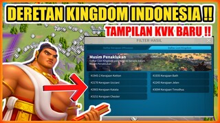 DAFTAR KINGDOM INDONESIA DI TAMPILAN KVK BARU RISE OF KINGDOMS !!