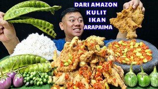 MAKAN BESAR ⁉️  SATU KILO KULIT IKAN KRISPI  SAMBEL PETE LALAPAN TERONG LEUNCA MENTAH