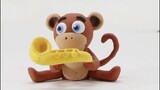 Monkey trumpet Stop motion cartoon for children - BabyClay