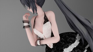 MMD Tianyi in black and white off-the-shoulder dress with floral patterns
