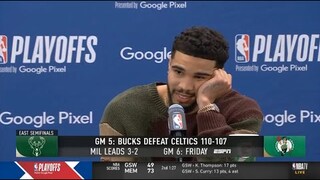 Jayson Tatum: "No sense of being sad or putting your head down. We can't win two in one day."