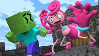 Monster School: Zombie temple run challenge with Mommy Long Legs | Minecraft Animation
