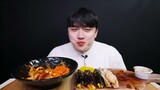 [Mukbang ASMR} Korean food eating noodle, small seaweed rolls, revealing the real profile of 120KG.