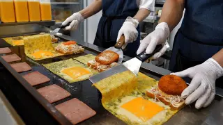 기발합니다! 계란을 딱지처럼 접어먹는? 역대급 푸짐한 계란 치즈 토스트 / Folding Ham Cheese Egg Toast / Korean street food