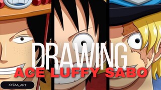 DRAWING ACE LUFFY SABO (ASL) Part. 1 [ LINE ART ]