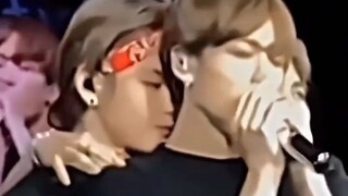 Taekook - Taehyung kiss Jungkook back neck and make Jungkook shy. 😊❤️