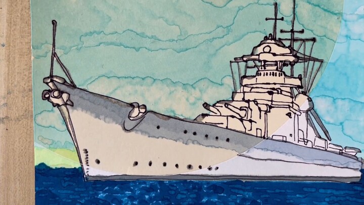 Dùng bút dạ + Sheng Xuan vẽ Bismarck, hiệu quả cuối cùng hơi cao