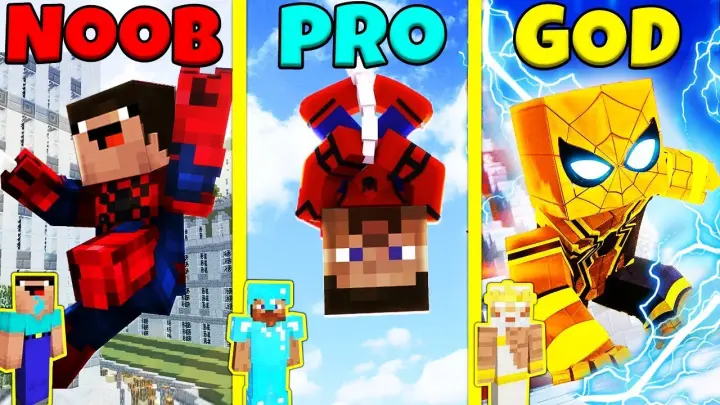 Minecraft Battle: NOOB vs PRO vs GOD: SPIDERMAN TURNING CHALLENGE / Animation