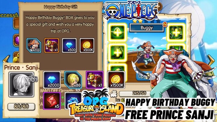 Happy Birthday Buggy D Clown + 20K Total Spins Event FREE SSS Prince Sanji! OPG: Treasure Island