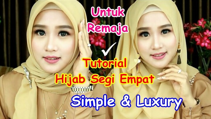 HIJAB TUTORIAL SEGI EMPAT UNTUK KONDANGAN || BUAT REMAJA ||