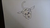 Draw cartoon anime flying cat