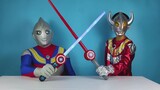 The real Ultraman brought Ozawa a sparring villain toy and a laser sword toy, which is very fun