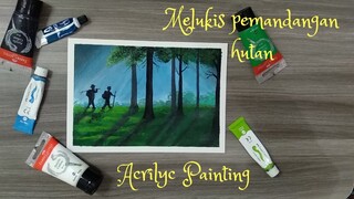 Acrilyc painting-melukis pemandangan hutan