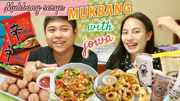 MUKBANG WITH JOWA | Noodles, Calamares and Squid ball Mukbang