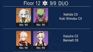 Spiral Abyss 3.4 DUO Nahida C0 & Kuki Shinobu C5 / Kazuha C2 & Bennett C6 / Floor 12 Genshin Impact