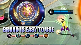 BRUNO IS THE EASIEST MARKSMAN IN MLBB ⚽ BRUNO BUILD AND SOLO QUEUE GAMEPLAY