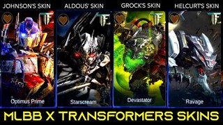 MLBB X TRANSFORMERS ALL UPCOMING SKINS || MOBILE LEGENDS BANG BANG