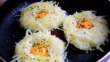 [Ẩm thực] Làm bánh khoai tây trứng gà siêu đơn giản vàng ruộm mềm tan