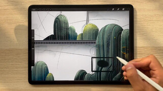 【ipad】วาดภาพกับฉันอย่างเงียบ ๆ /ภาพคนตัดดวงจันทร์ ภาพประกอบ procreate