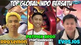 KERJASAMA APIK Dari Pemain TOP GLOBAL Indonesia Di Ranked, RRQ'LEMON,PATRICK BEGO,EVOS.IOS