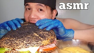 I MADE A HUGE BURGER  and this HAPPENED | ASMR MUKBANG