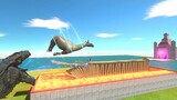 Zilla Blows Units From Unstable Bridge Into Portal - Animal Revolt Battle Simulator