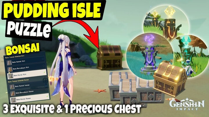 3 Exquisite & 1 Precious Chest - Guide Puzzle Bonsai Pudding Isle Genshin Impact v2.8