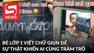 Bé lớp 1 viết chữ như vẽ giun, đến khi quay bảng cho cô xem, tất cả mới trầm trồ