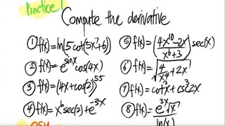 OSU Math 1151 Practice1: Compute the derivative (1)-(8)