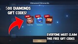 500 DIAMONDS GIFT CODE AND SKIN! CLAIM FREE! LEGIT! NEW EVENT | MOBILE LEGENDS 2022