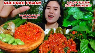 MAKAN SEDERHANA RUJAK KANGKUNG IKAN ASIN LALAPAN PETE MENTAH PUCUK DAUN LEUNCA SAMBEL TERASI#lalapan