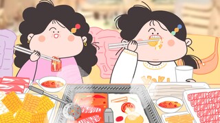 - Yanghuahua animation food broadcast | Mom treated us to a delicious meal at Haidilao and we had a 