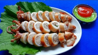 Món Ăn Ngon - MỰC ỐNG NHỒI THỊT CHIÊN thơm nức