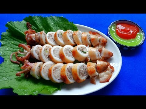 Món Ăn Ngon - MỰC ỐNG NHỒI THỊT CHIÊN thơm nức