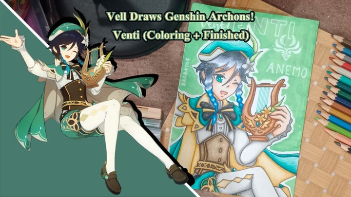 Vell's Speed Draw: Genshin Impact Archons, Venti / Barbatos #2 (Coloring + Finished)