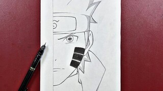 Easy anime sketch | how to draw naruto six paths sage mode half face easy step-by-step